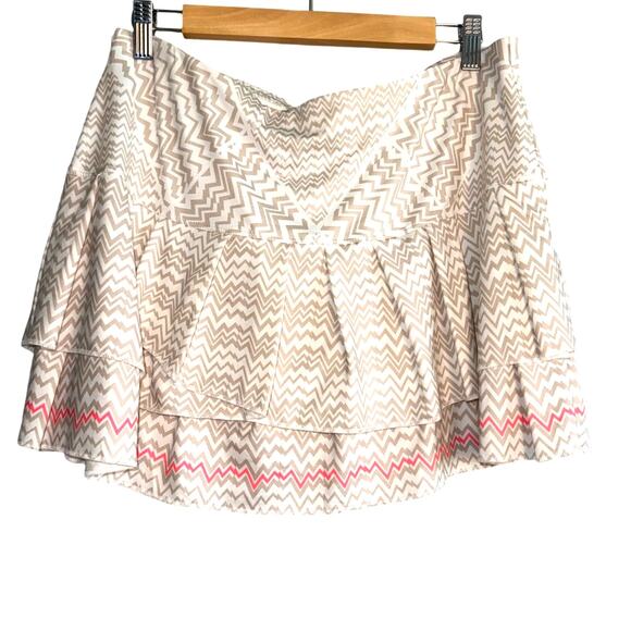 Lucky in Love XL Skort Tan White Pink Chevron Print Tennis Golf Activewear - Picture 1 of 5